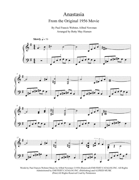 Anastasia (arr. Betty May Hansen)