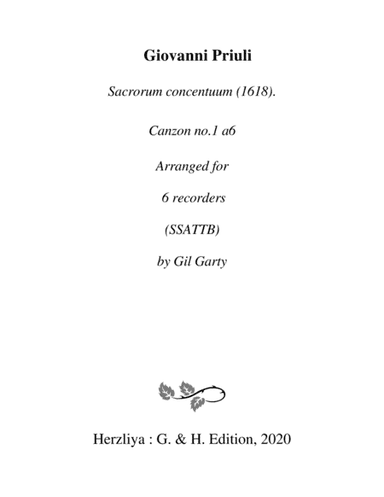 Canzon no.1 a6 (1618) (arr. Gil Garty)