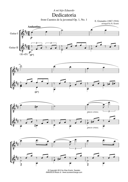 Dedicatoria for guitar duo (arr. K. Krantz)