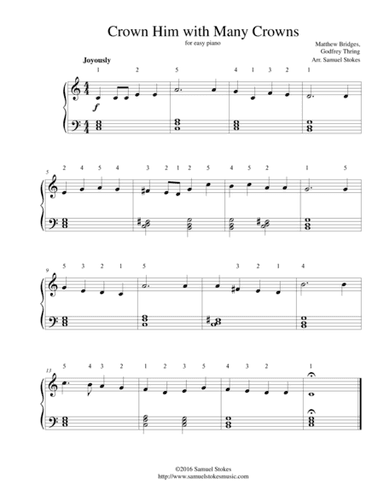 Crown Him with Many Crowns - for easy piano (arr. Samuel Stokes)