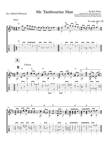 Mr. Tambourine Man (arr. Gabriel Deutsch)