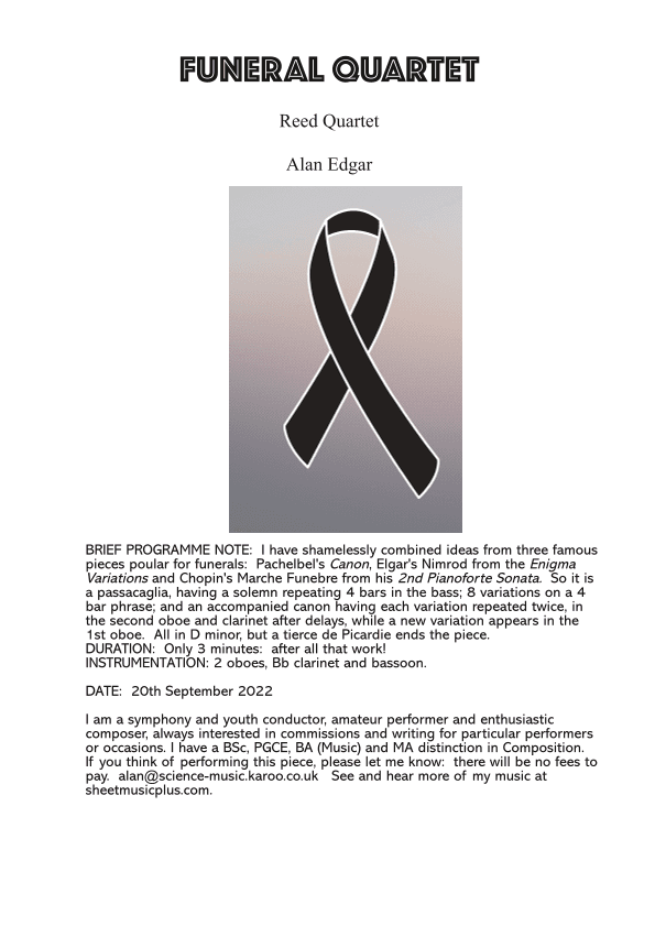 FUNERAL QUARTET for Oboes, Clarinet &Bassoon