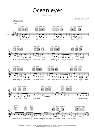 Ocean Eyes (arr. Robin Hood Editions)
