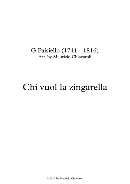 Chi vuol la zingarella (arr. Maurizio Chiavaroli)
