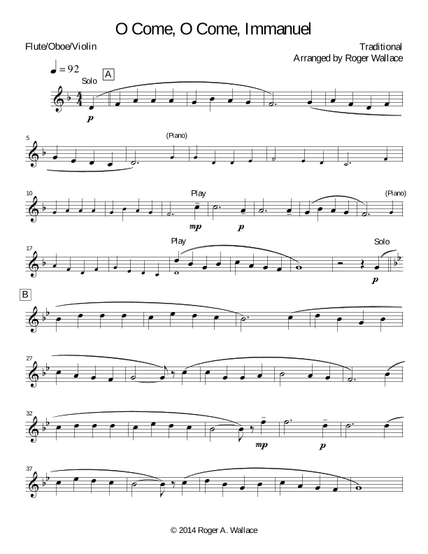 O Come, O Come, Immanuel (Emmanuel) (arr. Roger Wallace)