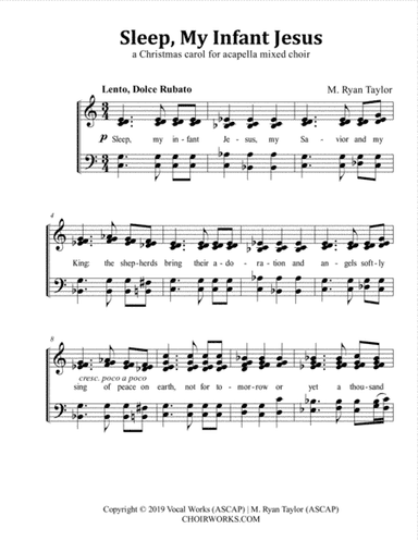 Sleep, My Infant Jesus (a Christmas carol for acapella mixed choir)