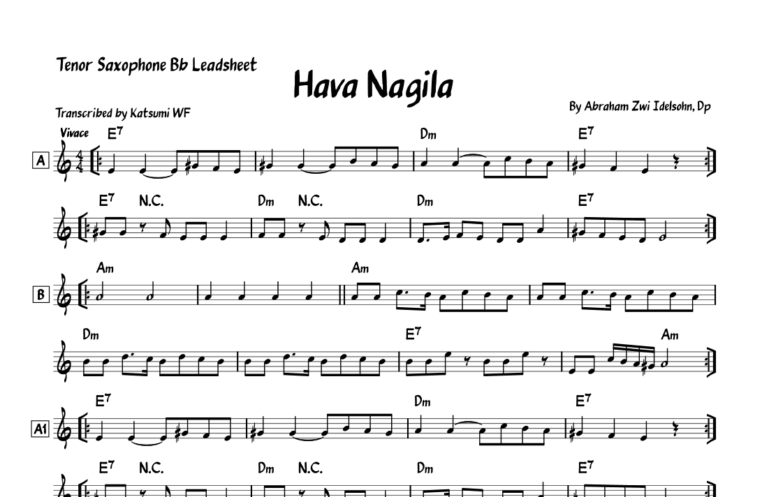 Hava Nagila (arr. Katsumi WF)