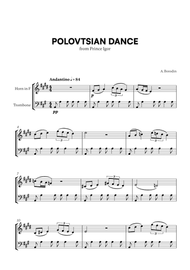 Polovtsian Dance (from Prince Igor) (for French Horn and Trombone) (arr. Cadenza Editions)