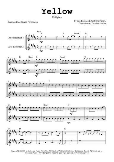 Yellow (arr. Glauco Fernandes)