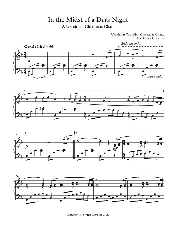 In the Midst of a Dark Night (arr. Grace Christus)