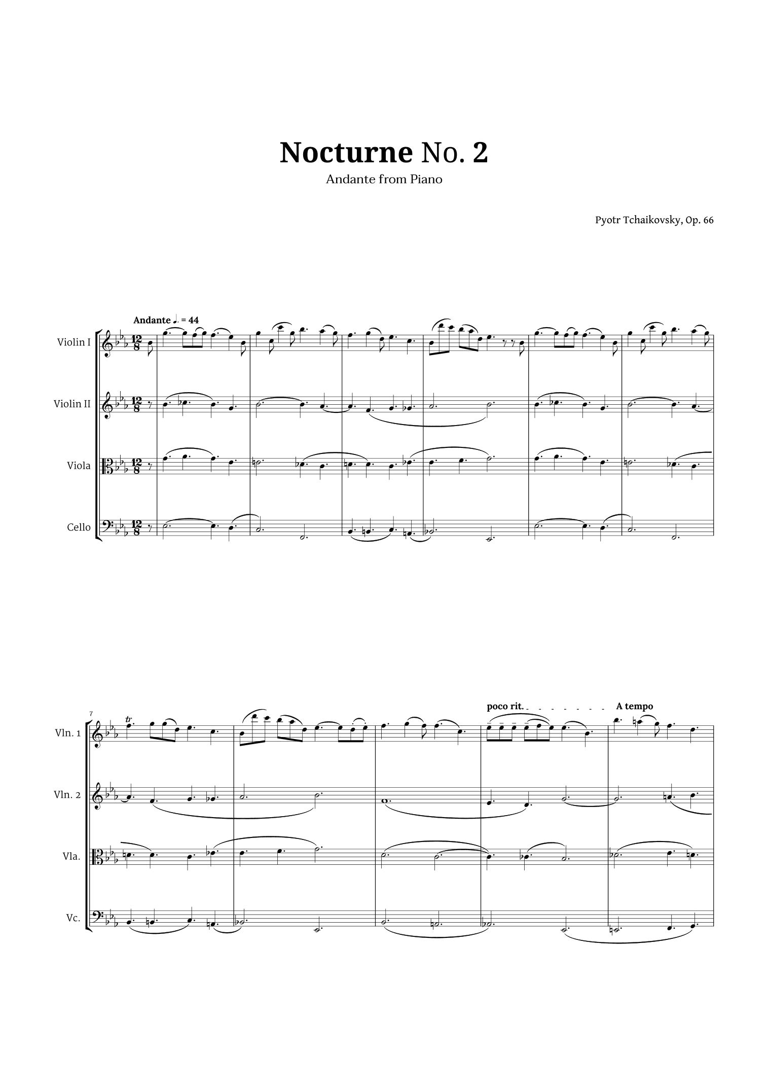 Nocturne by Chopin for String Quartet (arr. Langanho)