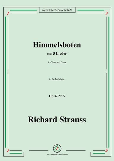 Richard Strauss-Himmelsboten,in D flat Major,Op.32 No.5 (arr. OSM Press)