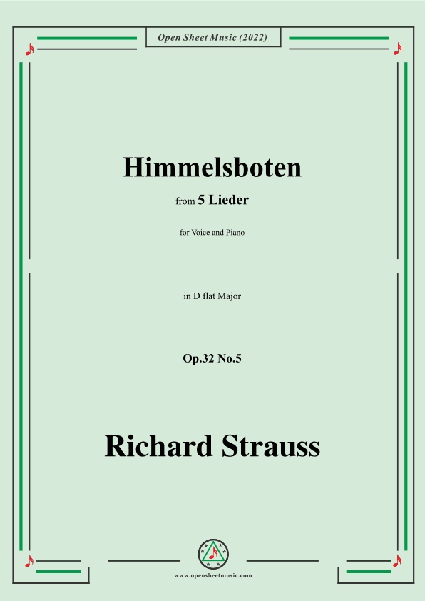Richard Strauss-Himmelsboten,in D flat Major,Op.32 No.5 (arr. OSM Press)