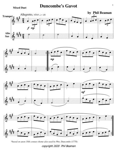 Duncombe's Gavot-mixed Duet 5-trumpet/alto sax