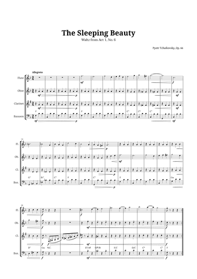 The Sleeping Beauty Waltz for Woodwind Quartet (arr. Langanho)