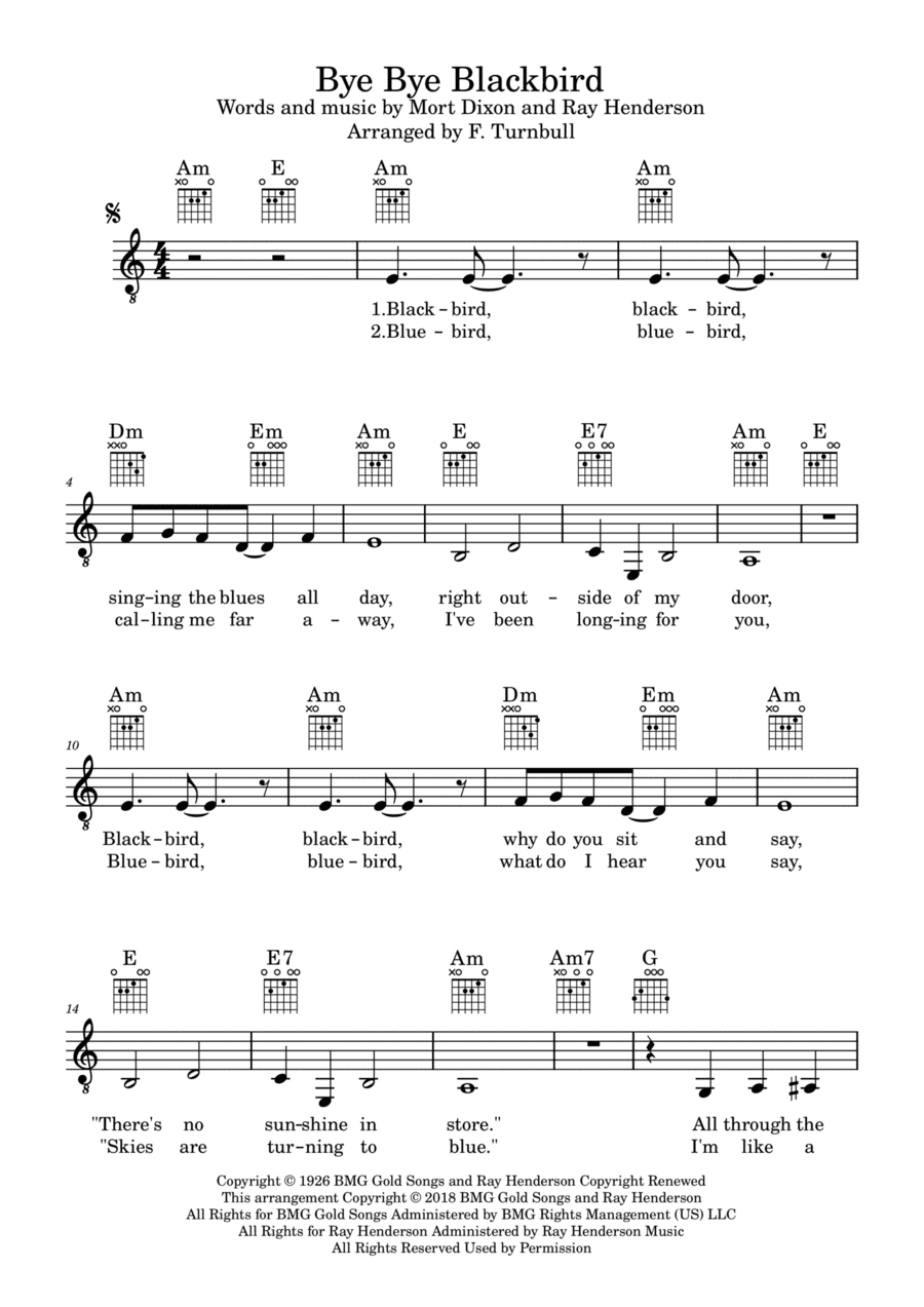 Bye Bye Blackbird (arr. Musicaliti Publishing)