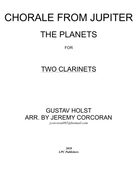 Chorale from Jupiter for Two Clarinets (arr. Jeremy Corcoran)