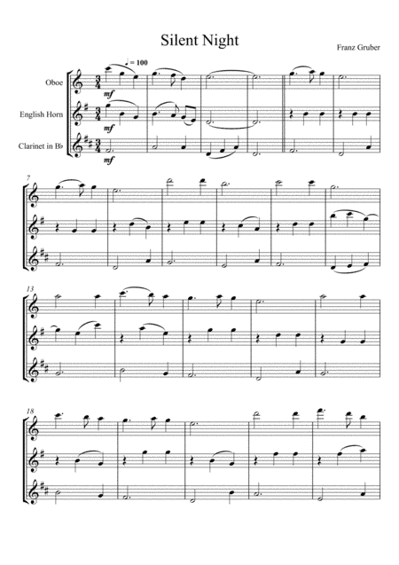 Franz Gruber - Silent Night (Oboe, English Horn and Clarinet Trio) (arr. André Laitano)