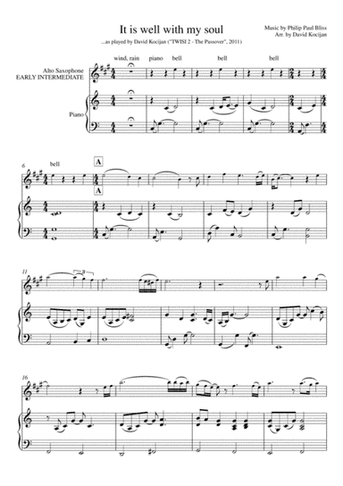 It is well with my soul (piano & alto sax) - EARLY INTERMEDIATE (arr. David Kocijan)