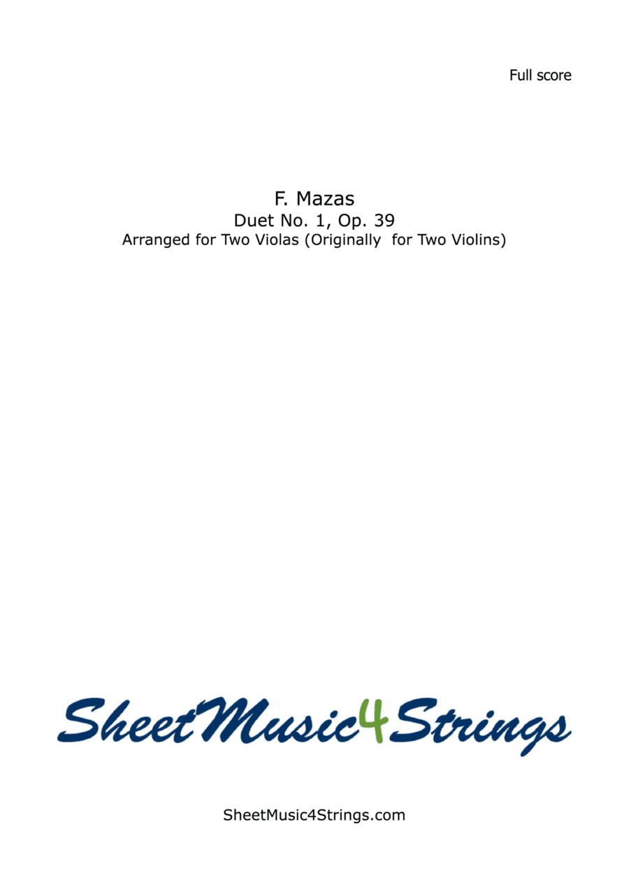 Mazas, F. Duo No. 1, Op. 39 Arranged for Two Violas (arr. SheetMusic4Strings)