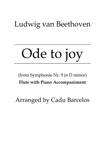 Ode to joy -  Flute C Major (Easy piano and Flute) (arr. Cadu Barcelos)