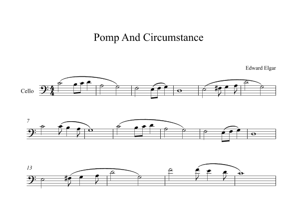 Pomp And Circumstance - Edward Elgar (Cello) C major (arr. Digital Book Music)