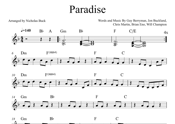 Paradise (arr. Nicholas Buck Piovan)
