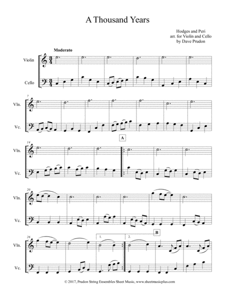 A Thousand Years (arr. Dave Prudon)