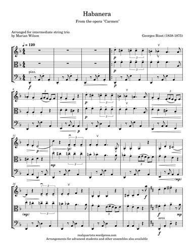 Bizet: Habanera (string trio) (arr. Marian Wilson)