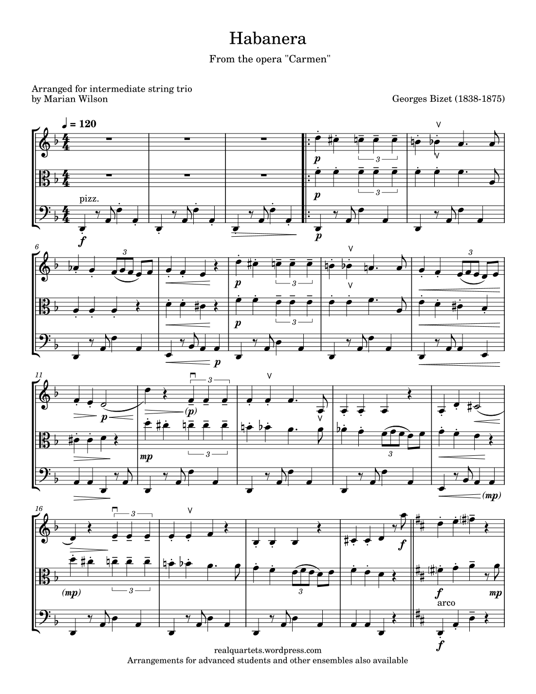 Bizet: Habanera (string trio) (arr. Marian Wilson)