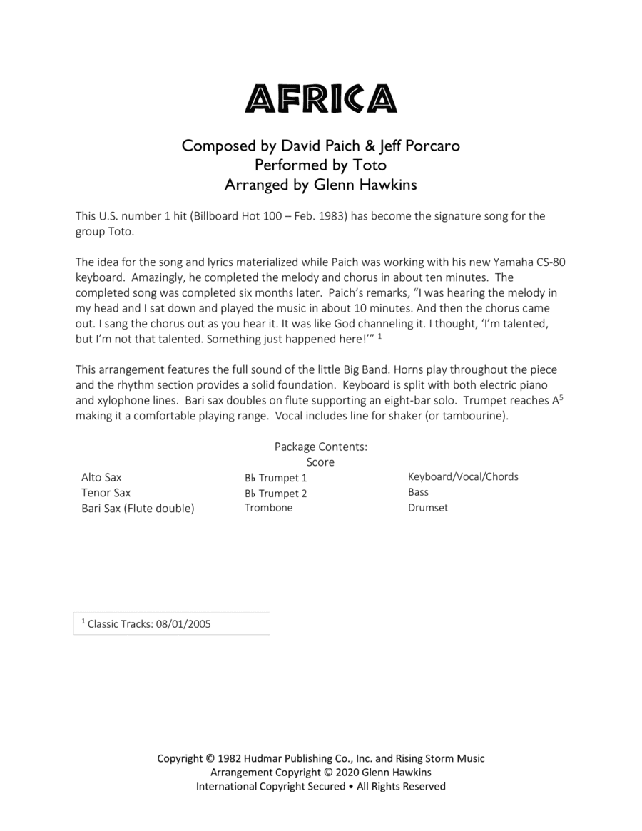 Africa (arr. Glenn Hawkins)
