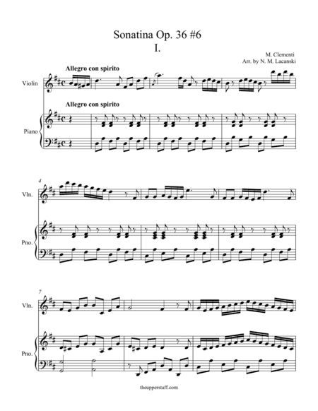 Sonatina Op. 36 #6 (arr. Nick Lacanski)