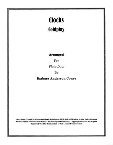 Clocks (arr. Barbara Anderson-Jones)