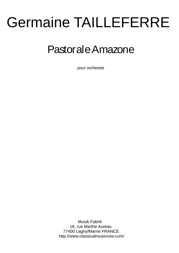 Germaine Tailleferre: Pastorale Amazone for chamber orchestra, score only - Score Only