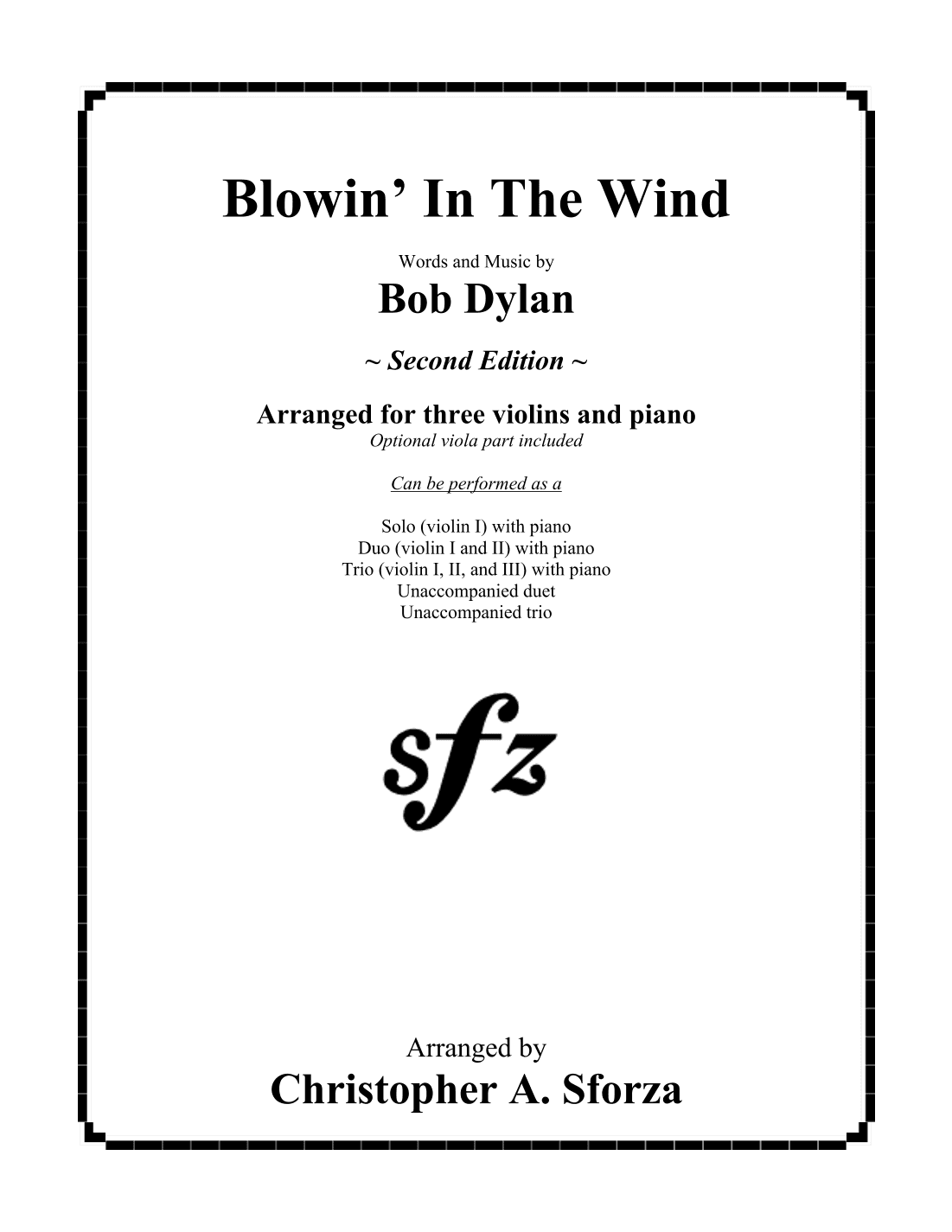 Blowin' In The Wind (arr. Christopher A. Sforza)