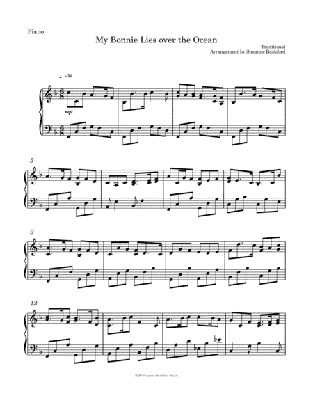 My Bonnie Lies over the Ocean (arr. Susanne Bashford)