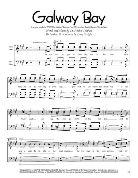 Galway Bay (arr. Larry Wright)