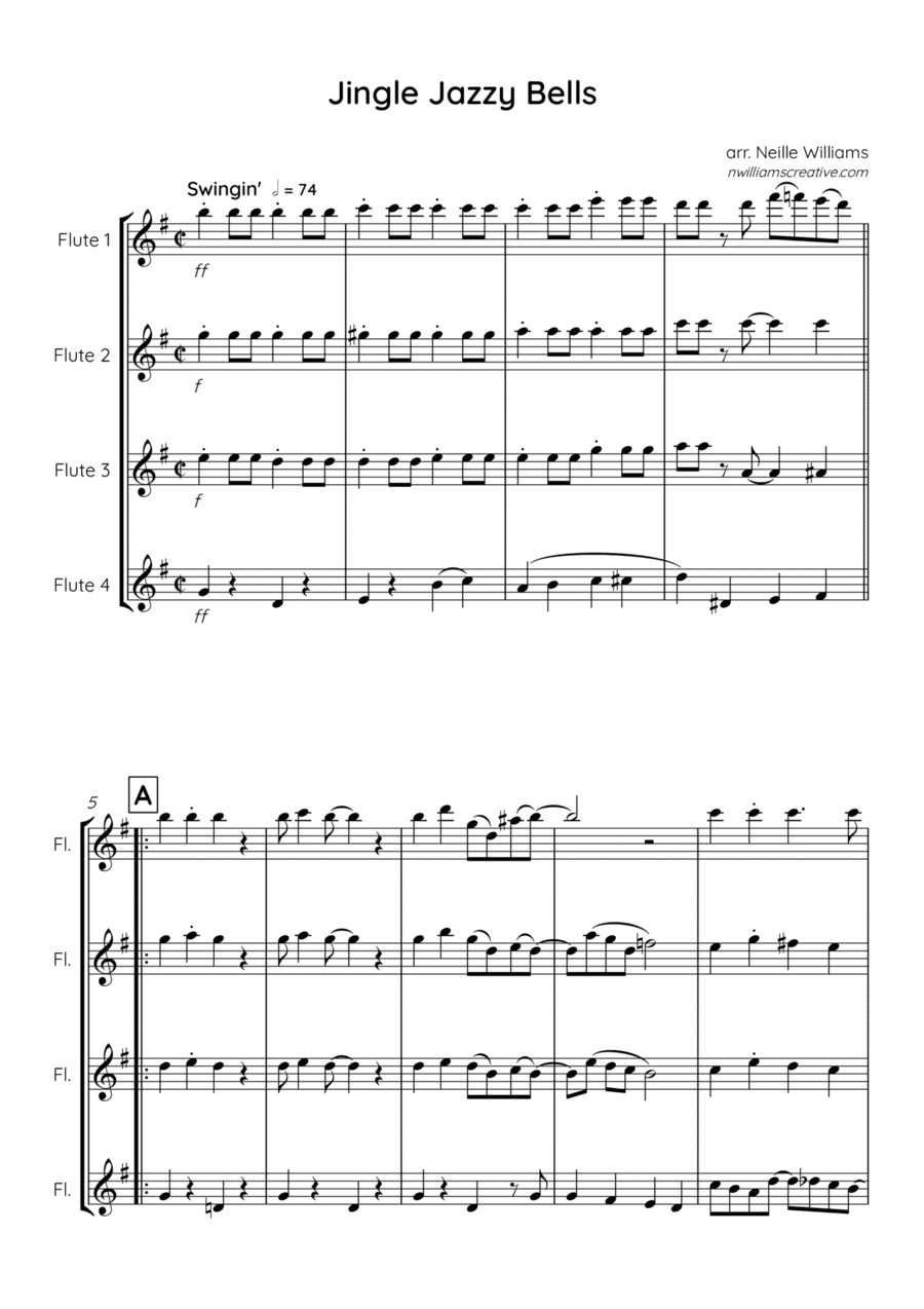 Jingle Jazzy Bells (flute quartet) (arr. Neille Williams)
