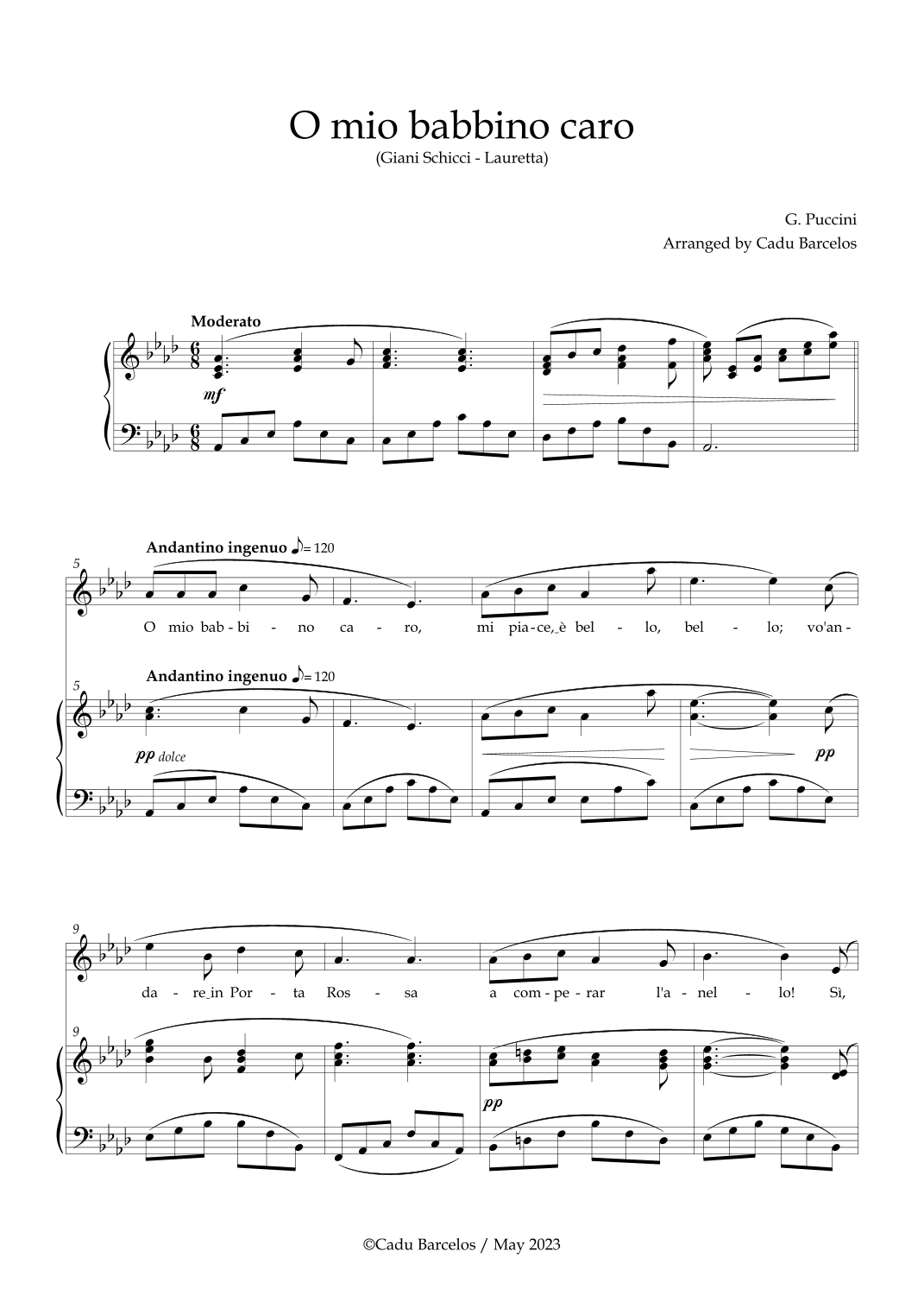 O mio babbino caro (Giani Schicci - Lauretta) SOPRANO Ab Major (arr. Cadu Barcelos)