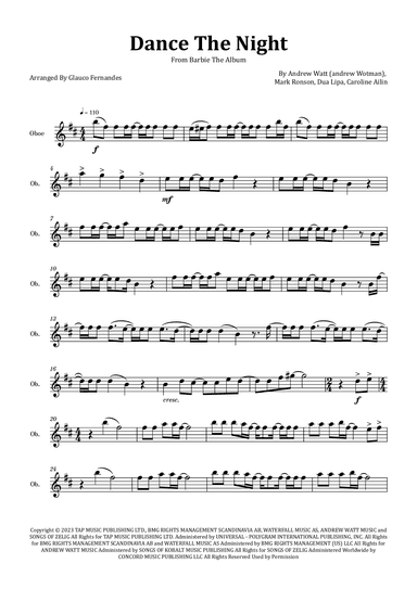 Dance The Night (arr. Glauco Fernandes)