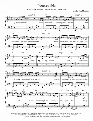 Inconsolable (arr. Carolyn Medrano)