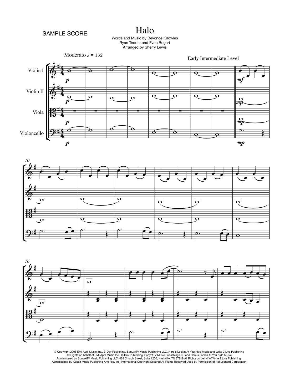 Halo (arr. Sherry Lewis)