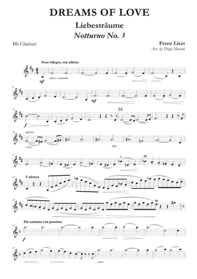 Dreams of Love No. 3 for Clarinet and Piano (arr. Diego Marani)