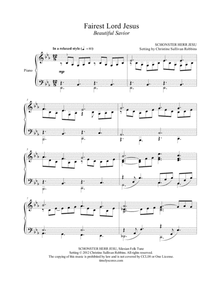 Fairest Lord Jesus (Beautiful Savior) (arr. Christine Sullivan Robbins)