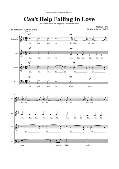 Can't Help Falling In Love (arr. G. Santo Ruata)