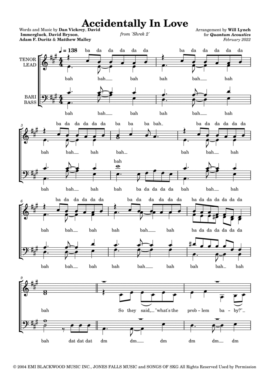 Accidentally In Love (arr. Will)