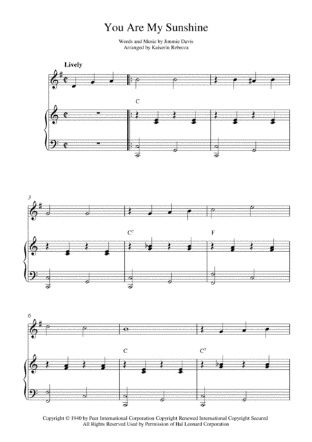 You Are My Sunshine (arr. Kaiserin Rebecca)