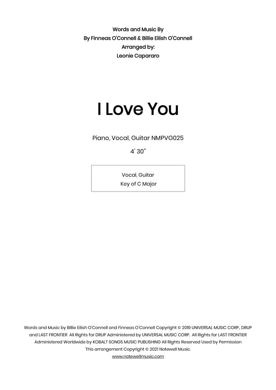 I Love You (arr. Leonie Capararo)