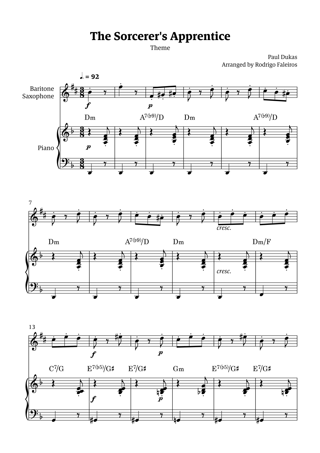 The Sorcerer's Apprentice theme (arr. Rodrigo Faleiros)