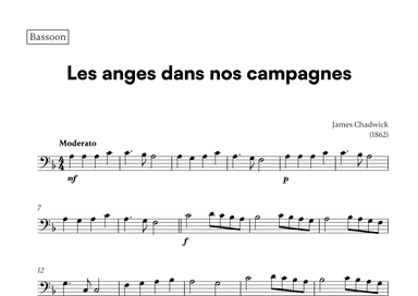 Les anges dans nos campagnes (for Bassoon) (arr. Cadenza Editions)